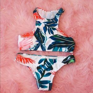 Floral haltered bikini