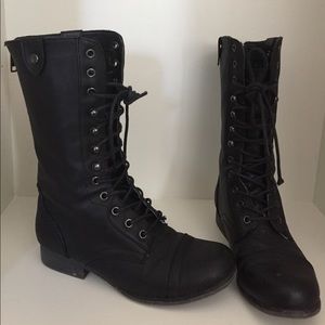 black lace up boots