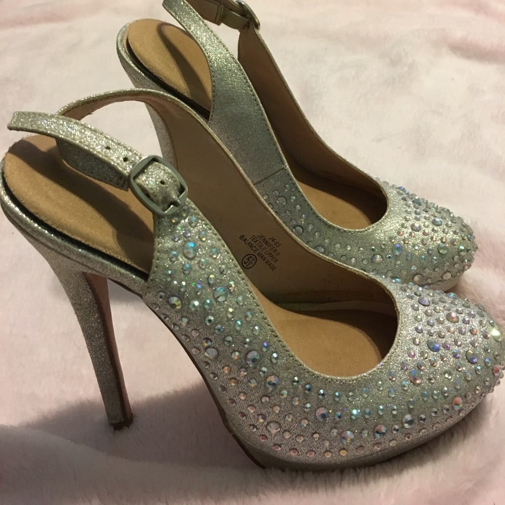Silver glitter heels size 5.5