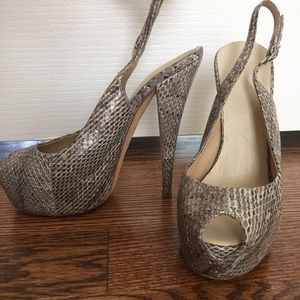 Giuseppe Zanotti Snakeskin Slingback Peep Toe Heel