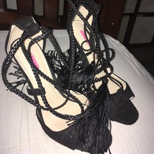 Black leather short heels