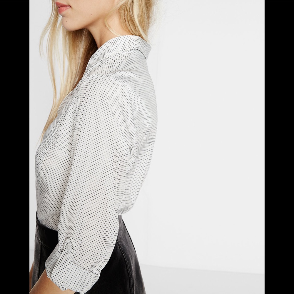 Express White Pindot Easy Drape Blouse