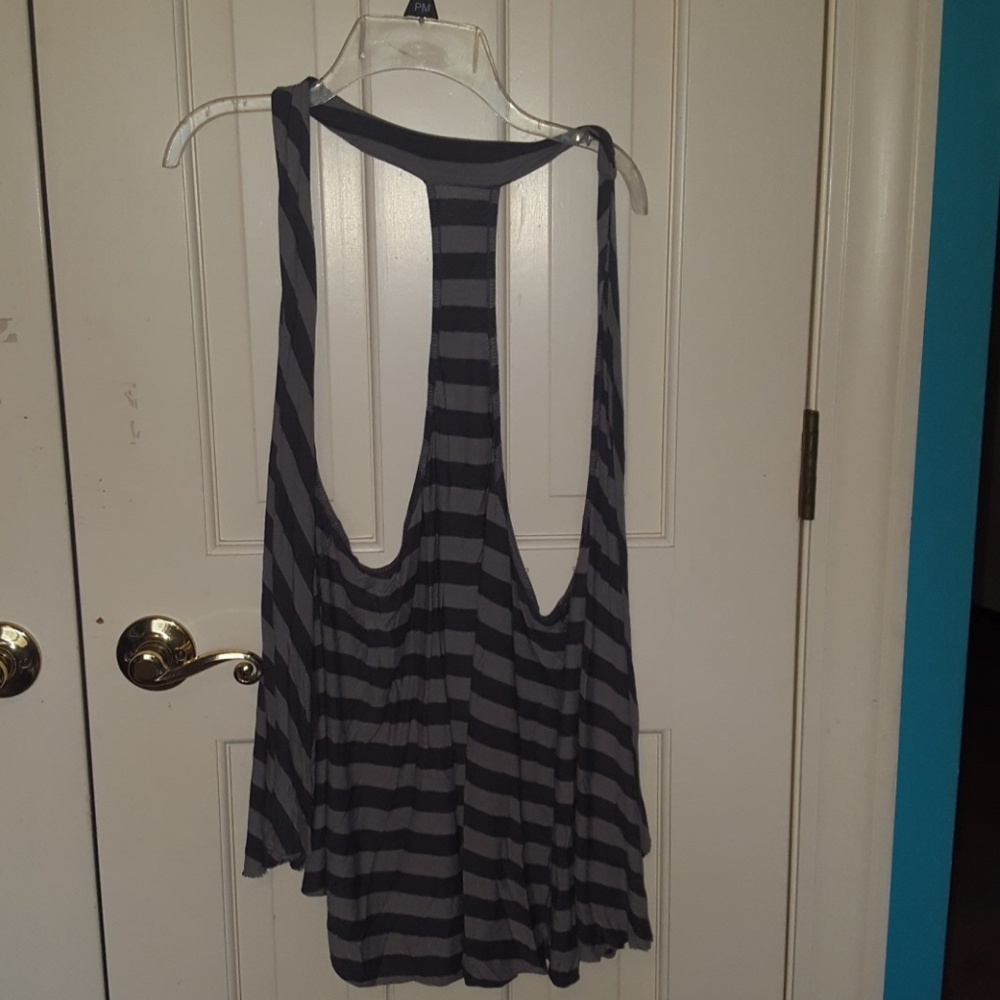 Gray striped tank top cardigan