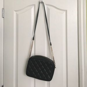ASOS black Quilted cross body purse bag