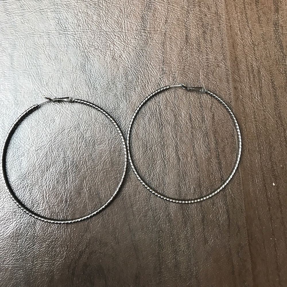Gunmetal hoop earrings