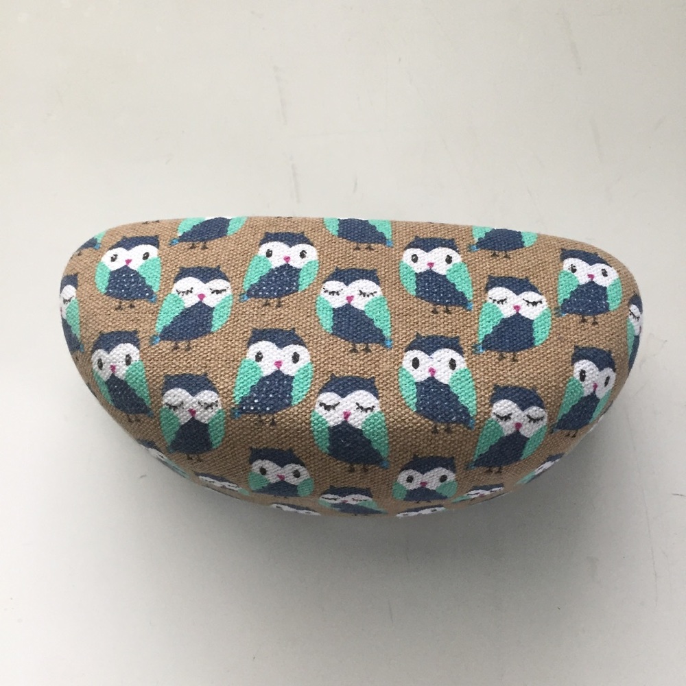 Owl Print Large Clamshell Hard Glasses Case