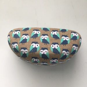 Owl Print Large Clamshell Hard Glasses Case
