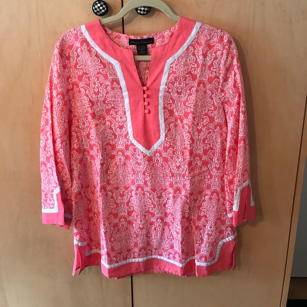 Coral and white tunic