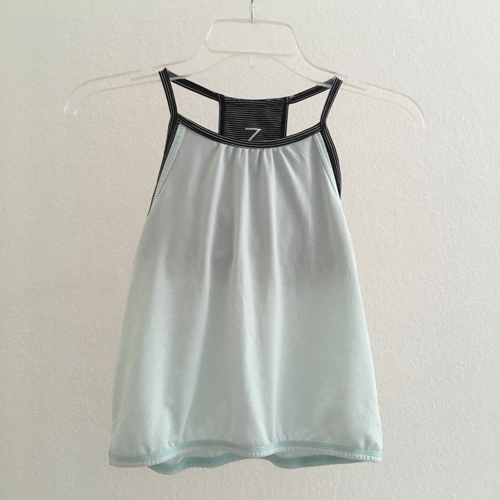 mint and striped tank top with sports bra