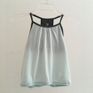 mint and striped tank top with sports bra