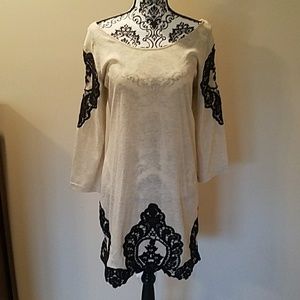 Dress with black lace appliques
