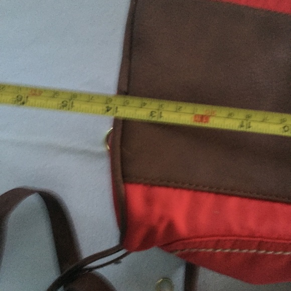 Linea Pelle Satchel Handbag Purse Bag Red Brown - Picture 8 of 8