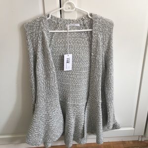 Derek Lam 10 Crosby Peplum Gray Cardigan - P NWT