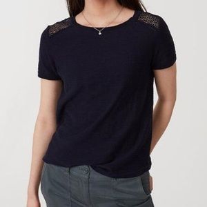🆕 LOFT Navy Lacy Sweater Tee NWT