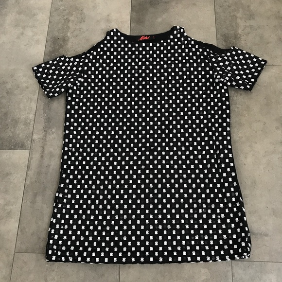 Motel rocks black white cold shoulder sequin dress - Picture 3 of 6