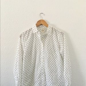 J. CREW Black & White Polka Dot Button Down