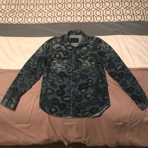 Zanerobe brand camo denim button up size large