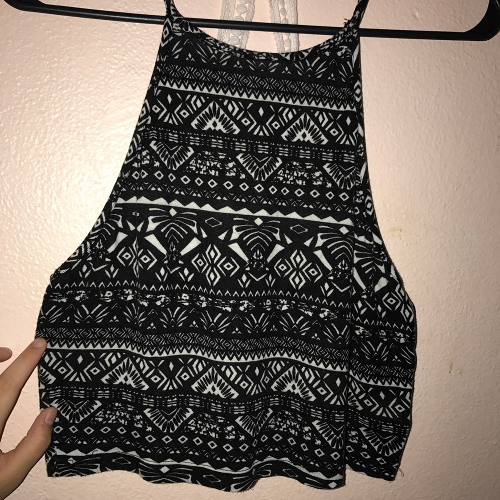Black & White Tribal Patterned Crop Top
