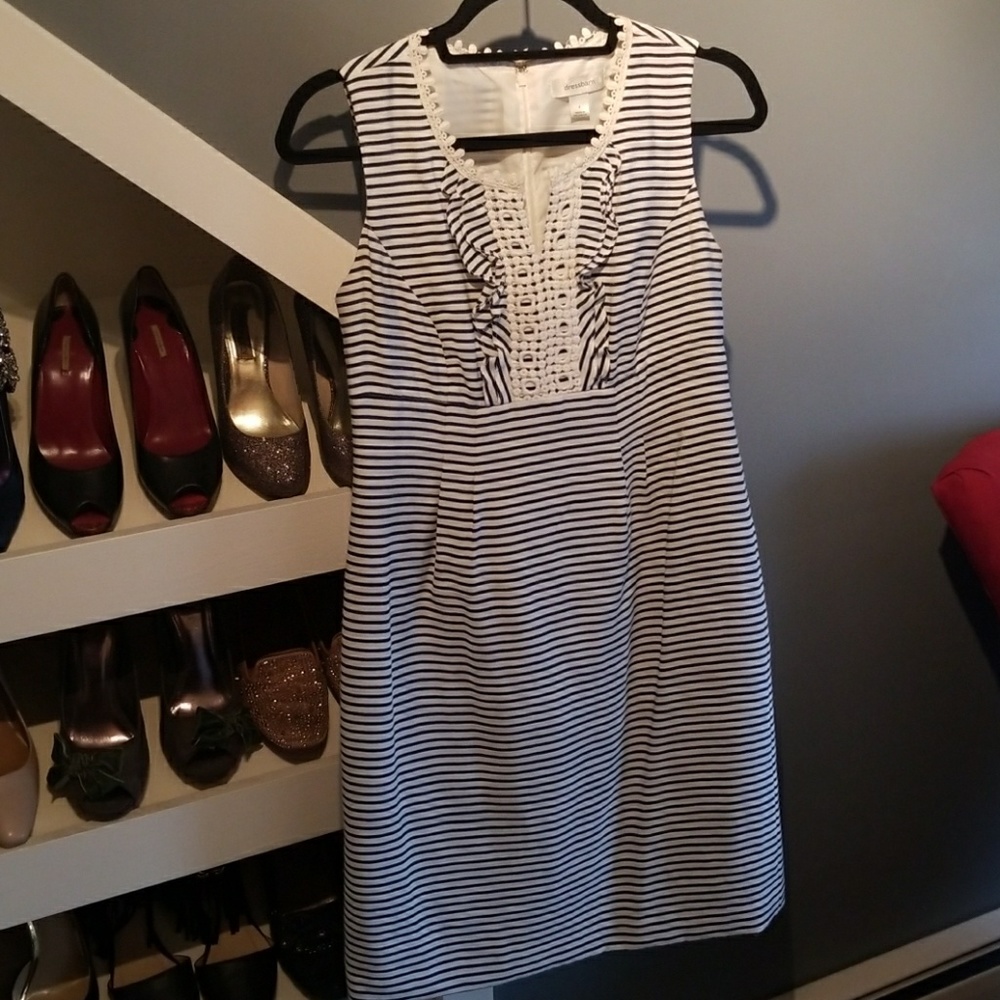 Dress Barn navy and white stripped dress