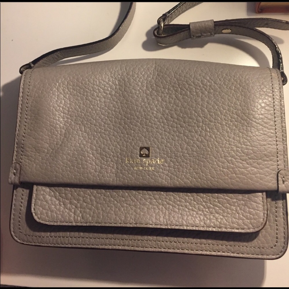 Kate Spade Gray Pebbled Leather Crossbody