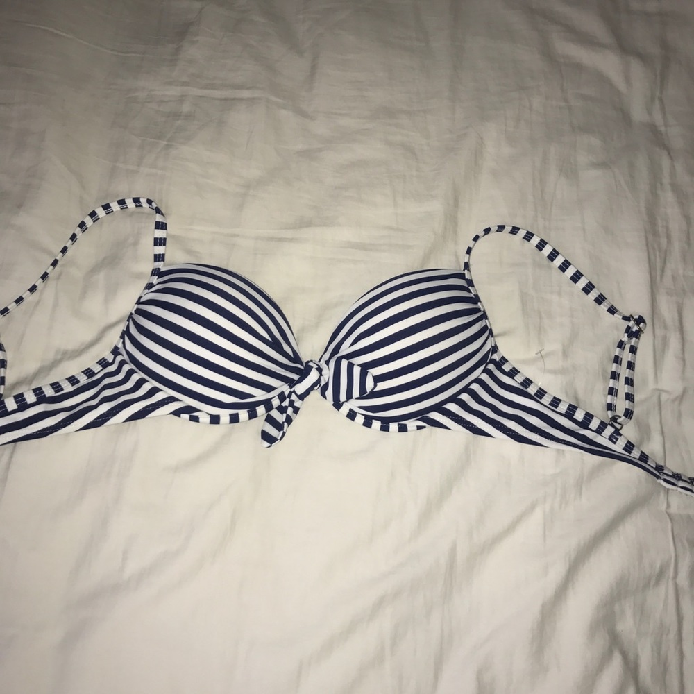 Navy and white swim top