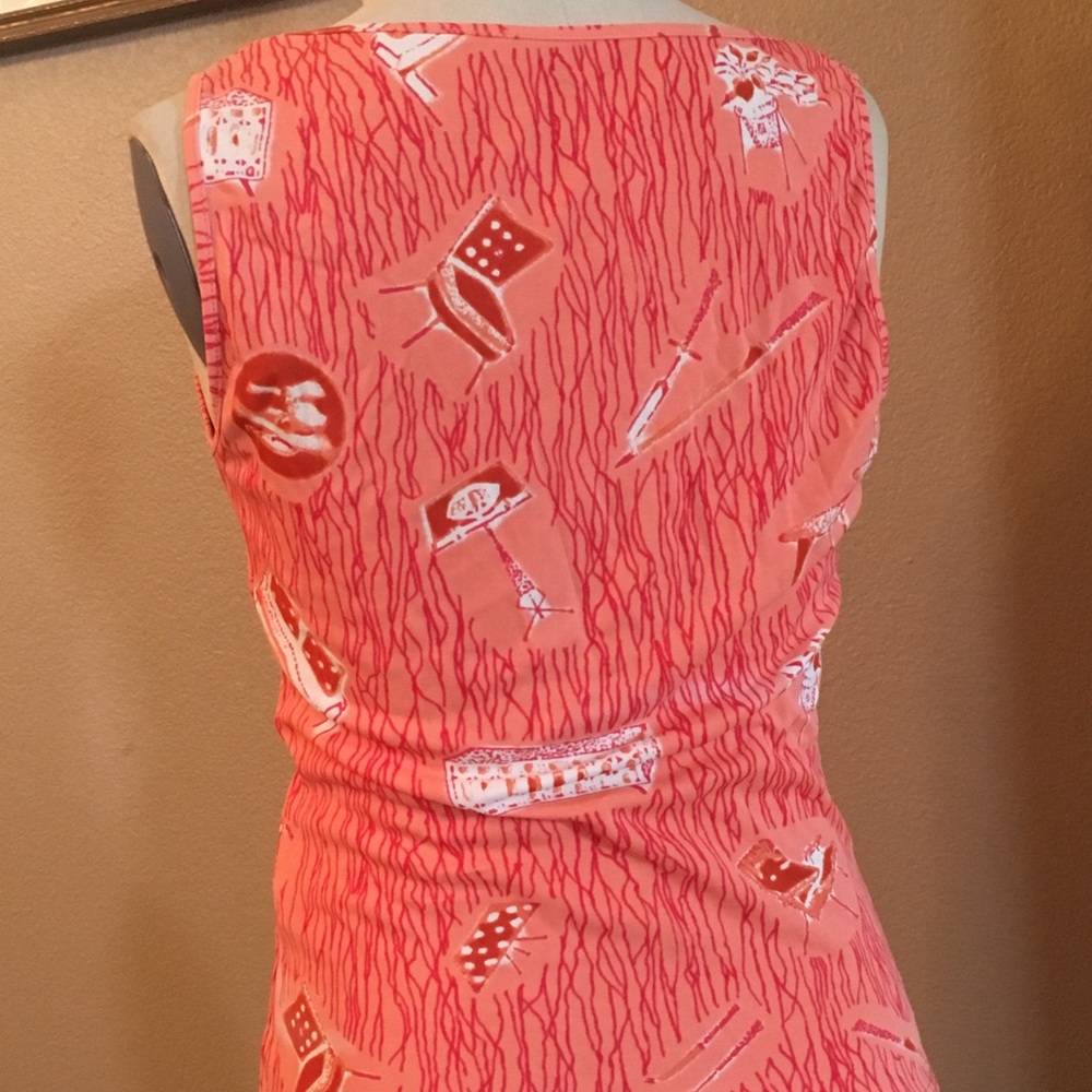 vtg 90s italy coral pink print aerobics tank top