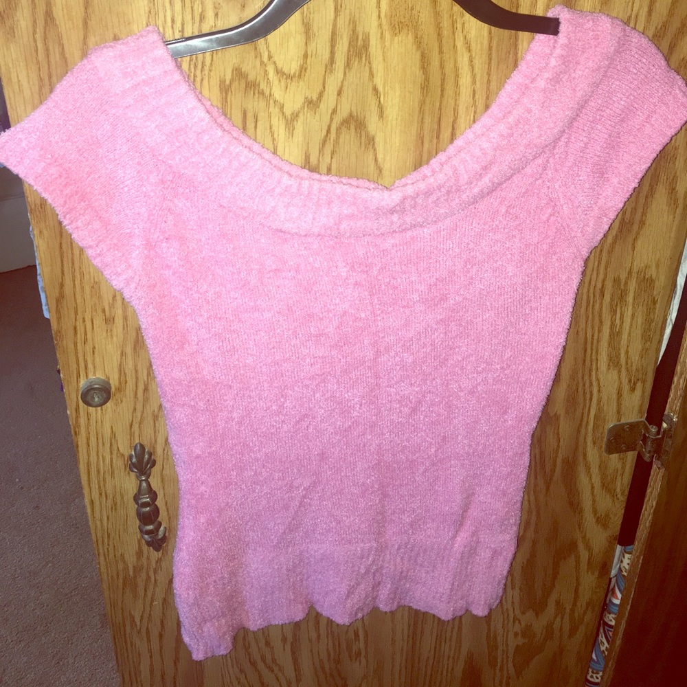 fuzzy pink blouse