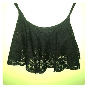 Black Lace Crop Top