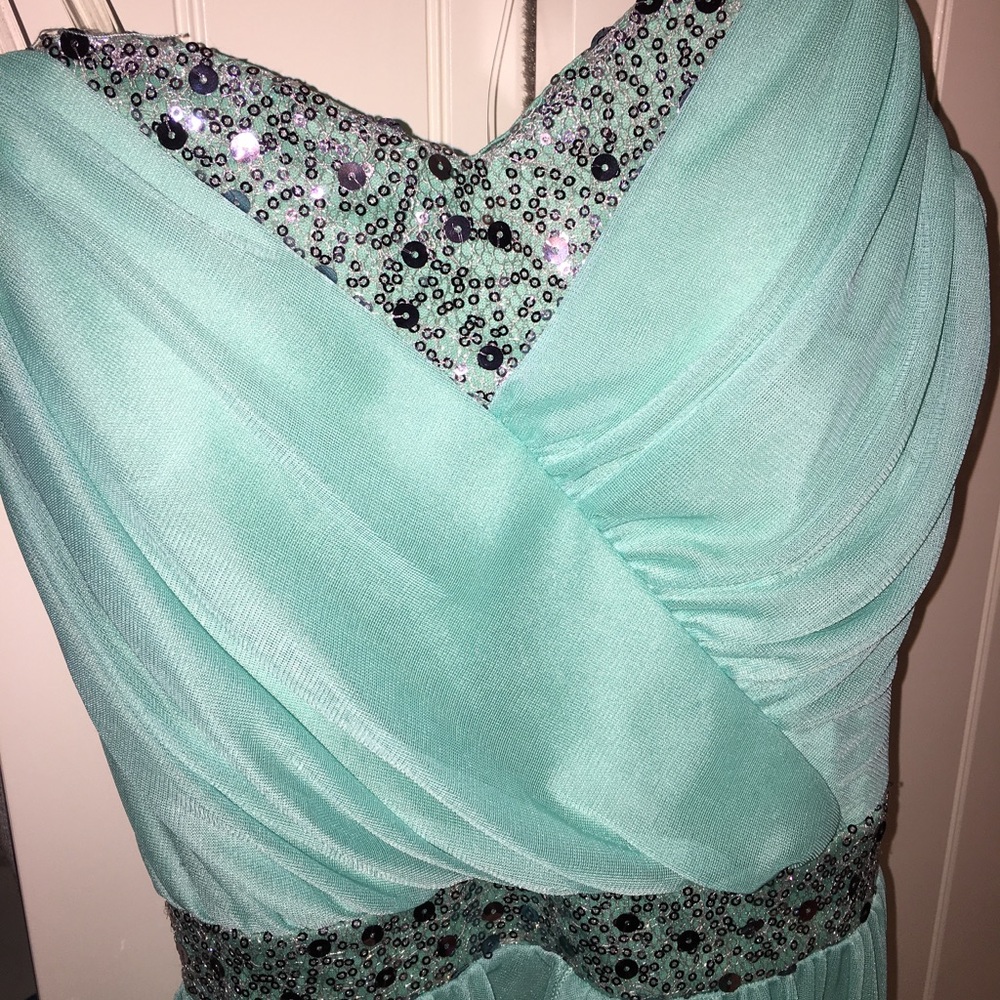 Teal colored dance costume