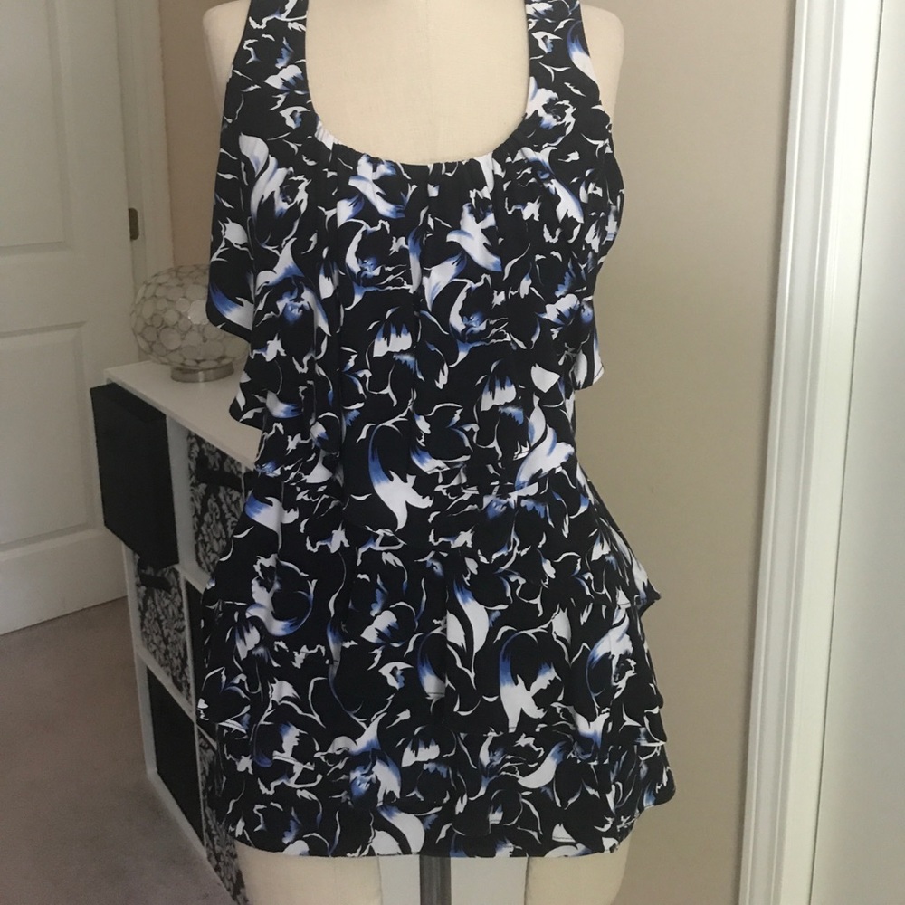 WHBM matte jersey ruffled tank
