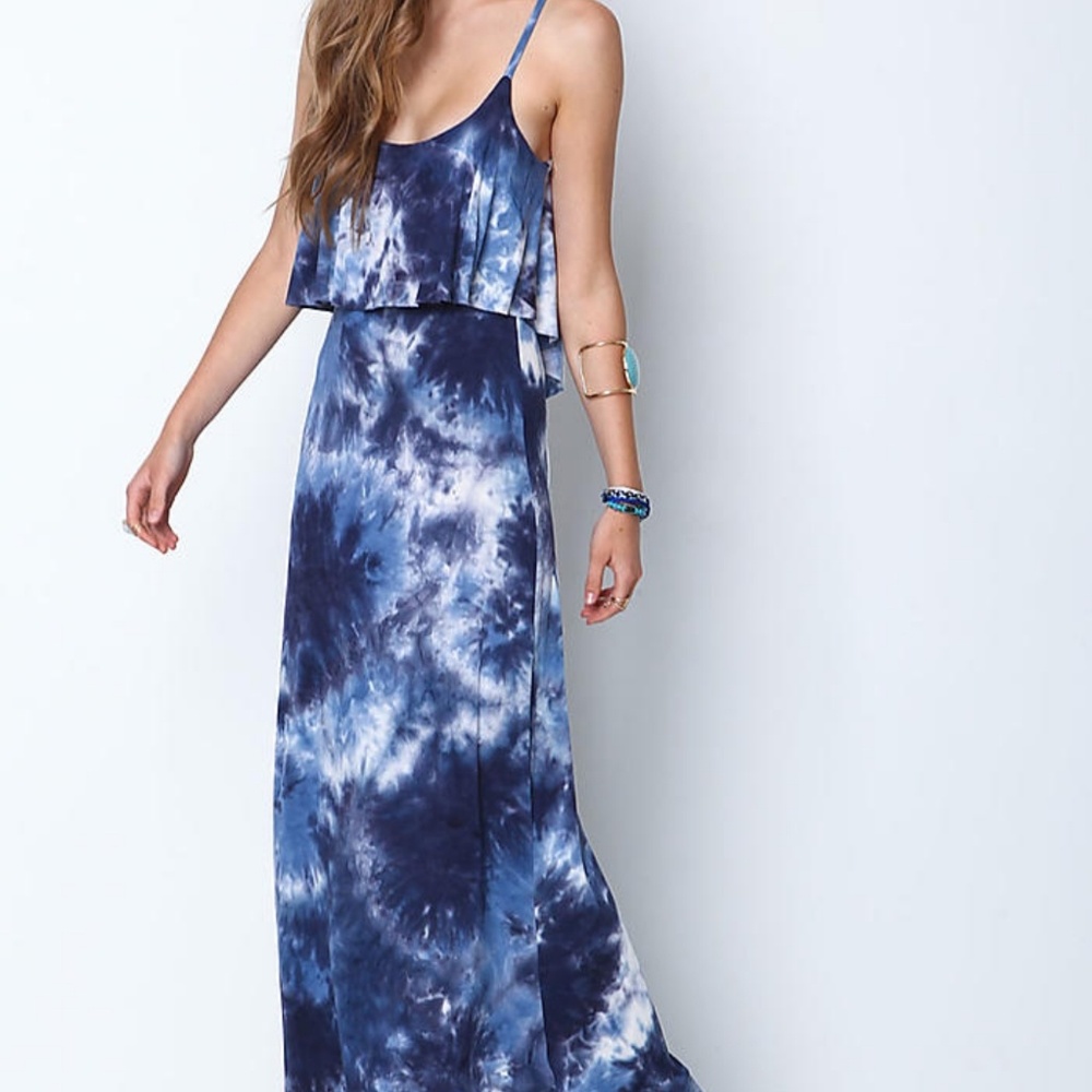 Blue tie dye maxi dress