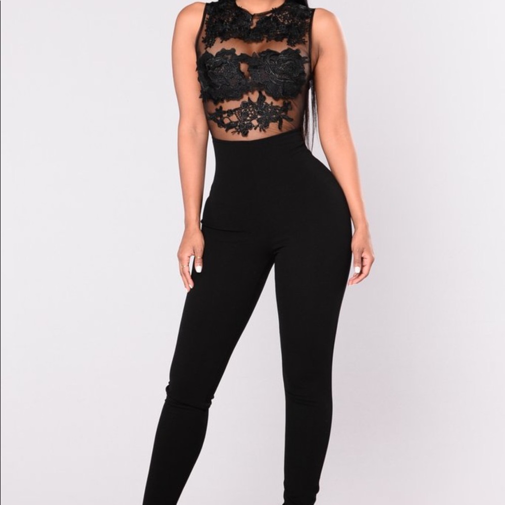 Black Lace Fashion Nova Jumpsuit