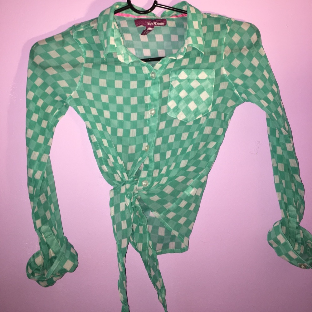 Girl's Checkered tied shirt