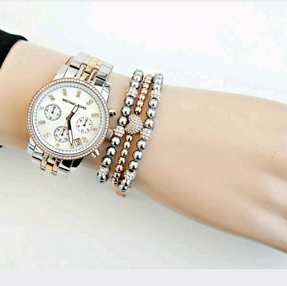 NWT Michael Kors Swarovski crystals watch main image 4