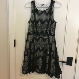 Black and white lace dress.