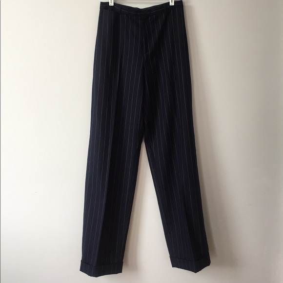 ladies navy striped trousers