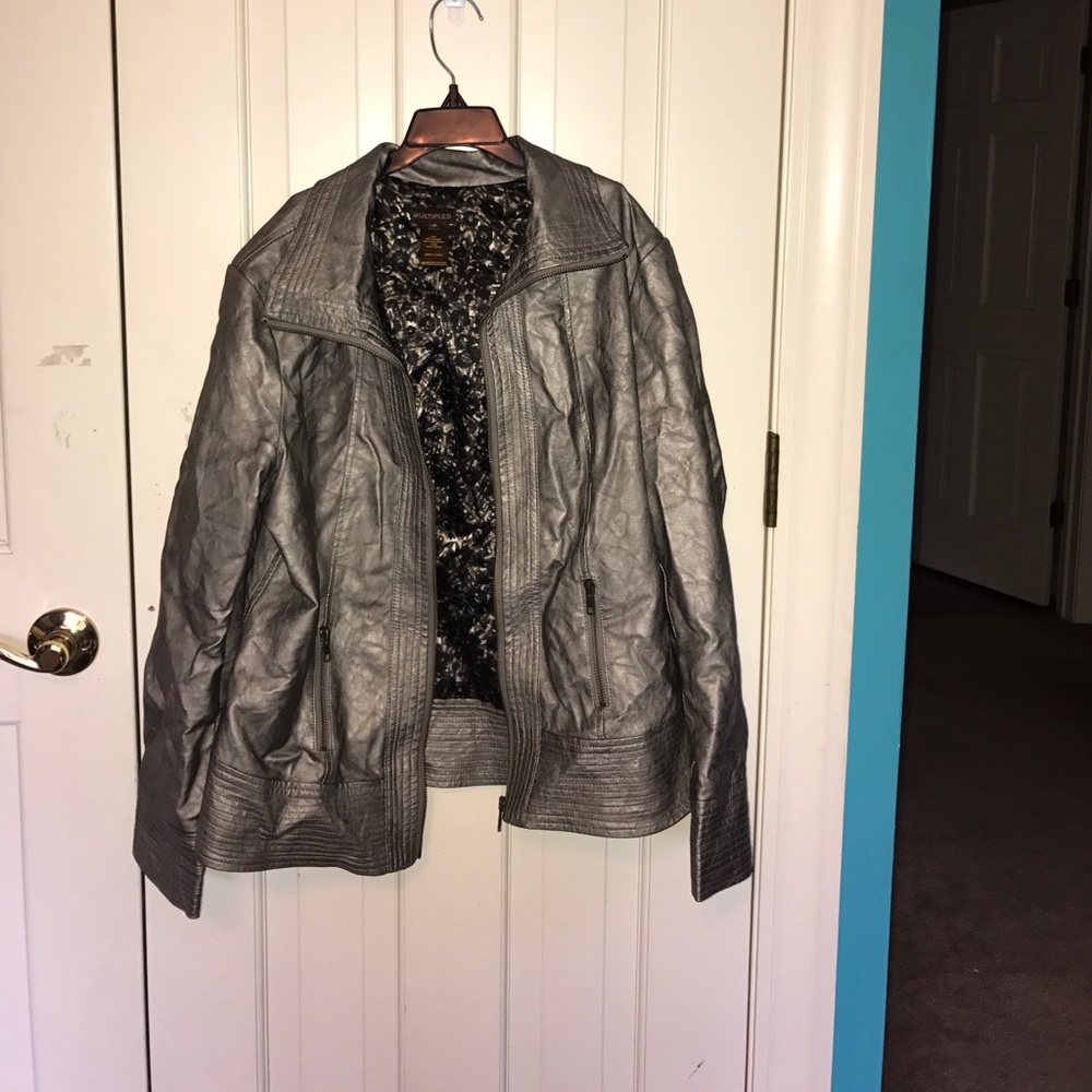 Gray leather jacket