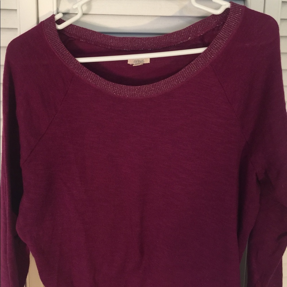 Aerie Maroon Sparkle Sweater Size M