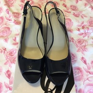 Navy blue sling back heels