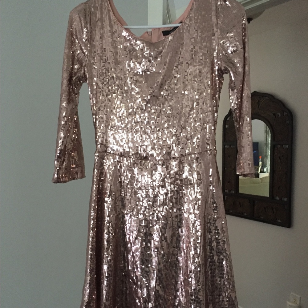 Rose gold sequin dress