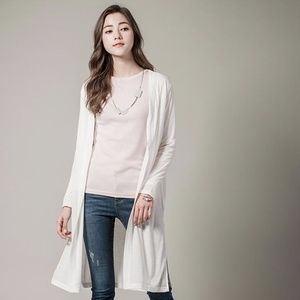 *Firm Price* White Sheer Long Cardigan