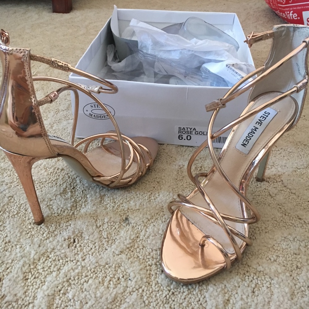 Steve Madden Rose Gold Satya Strappy Heels
