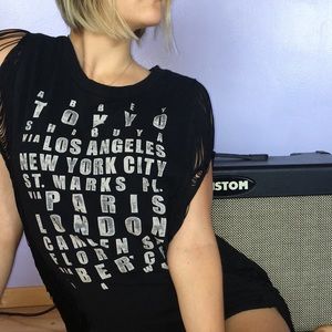 Abby Dawn black muscle tank with fringe