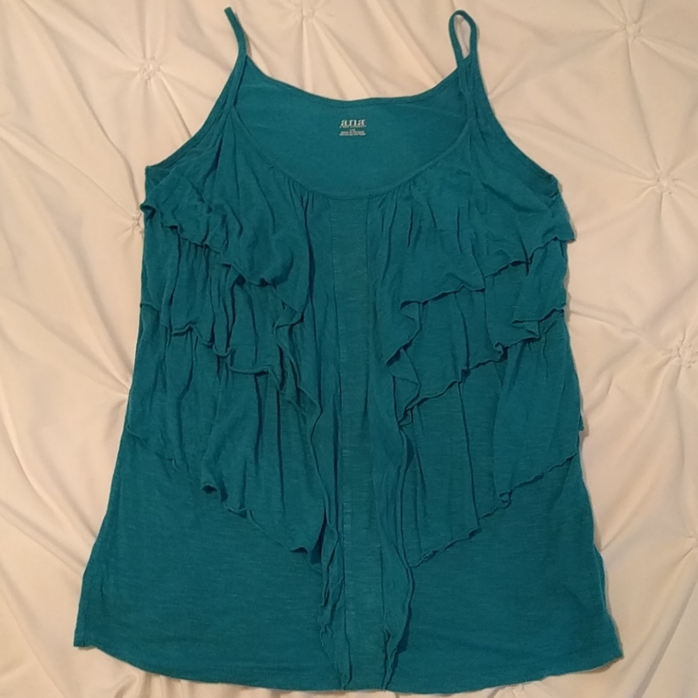 Teal ruffled tank