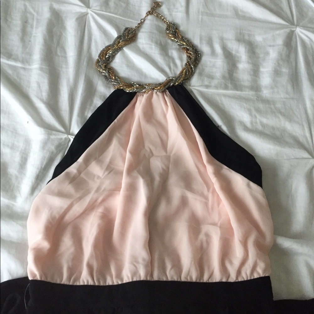 Light pink and black maxi dress