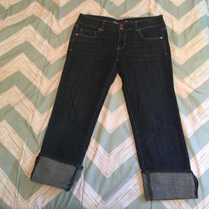American Eagle dark wash Artist crops in size 8.