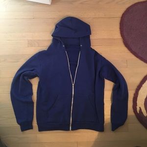 American apparel blue zip up hoodie