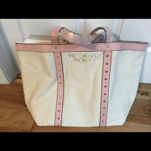 Victoria Secret new beach bag cream pink and gold