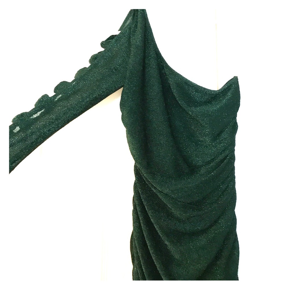 Green Sparkly, one Sleeve Dress. Small.