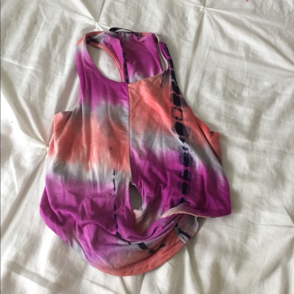 tie dye crop top and matching skirt